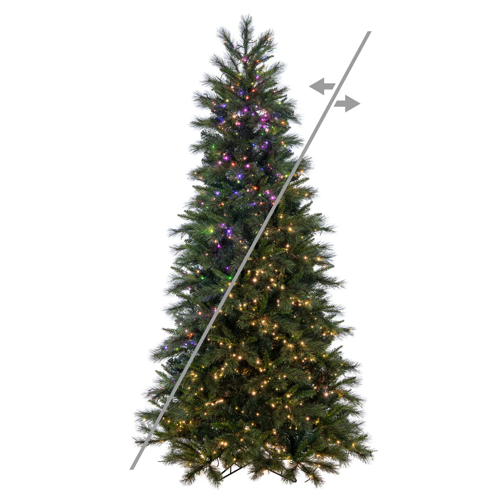 12'Hx73"W PE Brighton Pine Artificial Christmas Tree, LED Pre-Lit (Multi-Mode) -Green