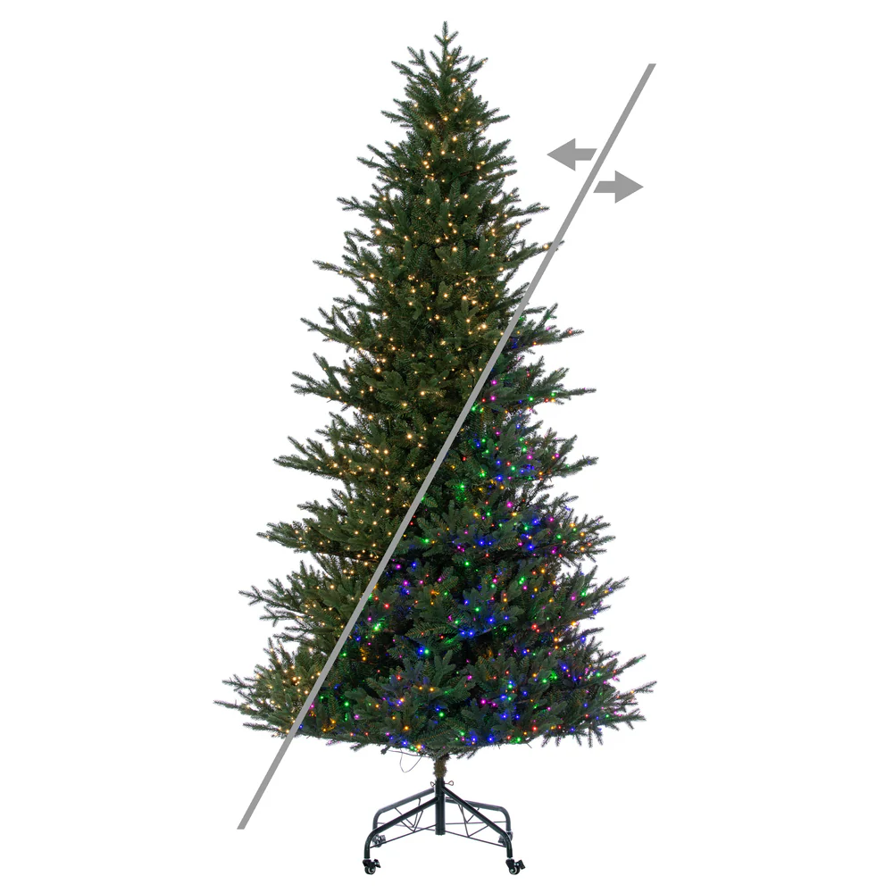 12'Hx73"W PE Colorado Blue Fir Artificial Christmas Tree, Micro LED Pre-Lit (Multi-Mode) -Green