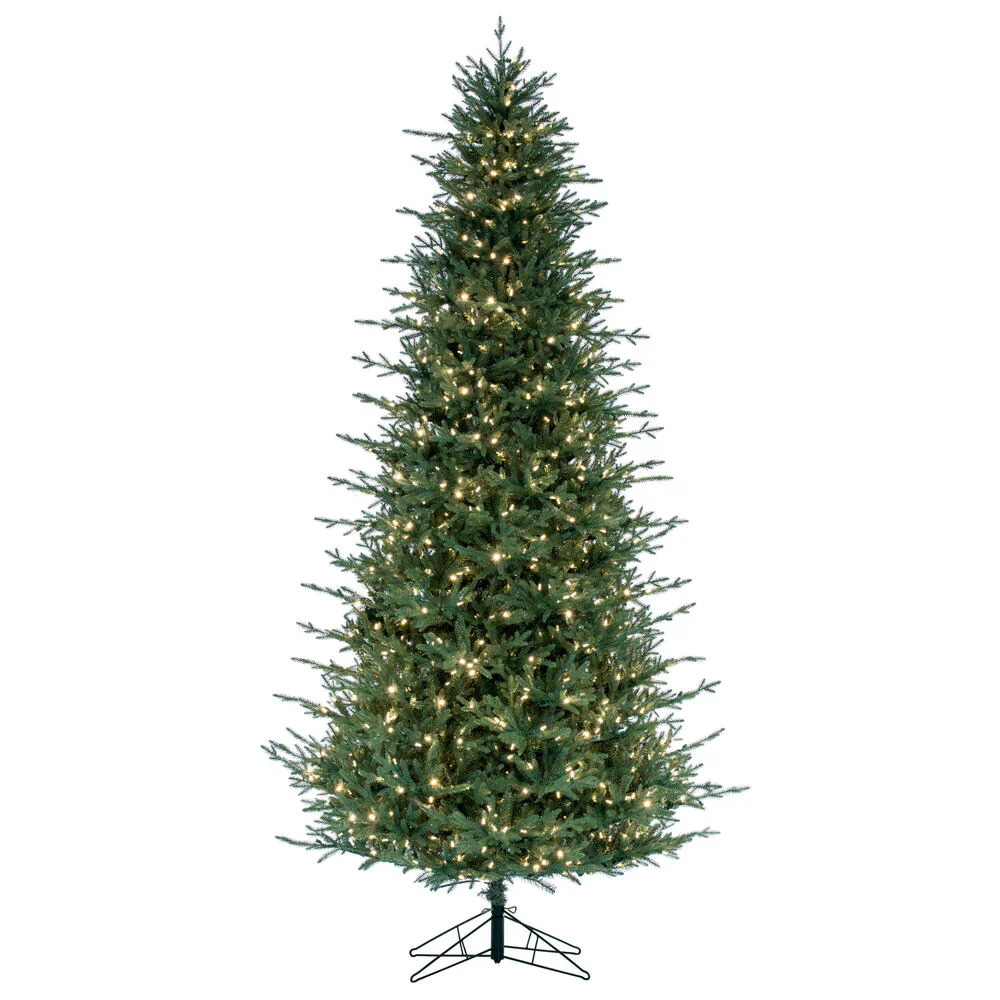12'Hx75"W PE Slim Itasca Fraser Artificial Christmas Tree, LED Pre-Lit -Green