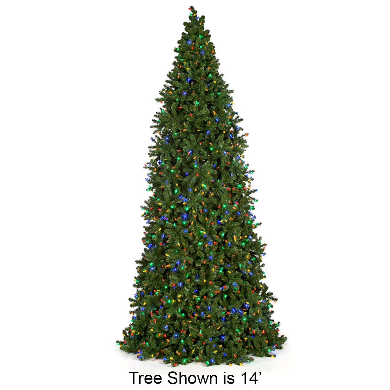 12'Hx78"W Commercial Slim Swiss Pine Artificial Christmas Tree w/Tree Frame, C7 LED Pre-Lit (Multicolor) -Green