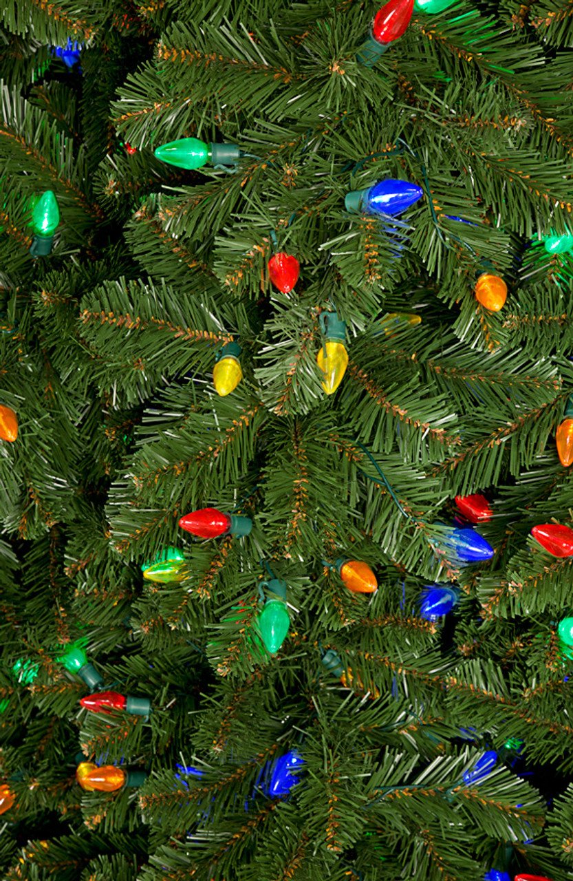 12'Hx78"W Commercial Slim Swiss Pine Artificial Christmas Tree w/Tree Frame, C7 LED Pre-Lit (Multicolor) -Green - Image 2