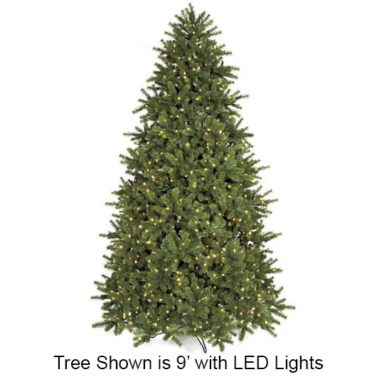 12'Hx78"W PE Douglas Fir Artificial Christmas Tree, LED Pre-Lit -Green