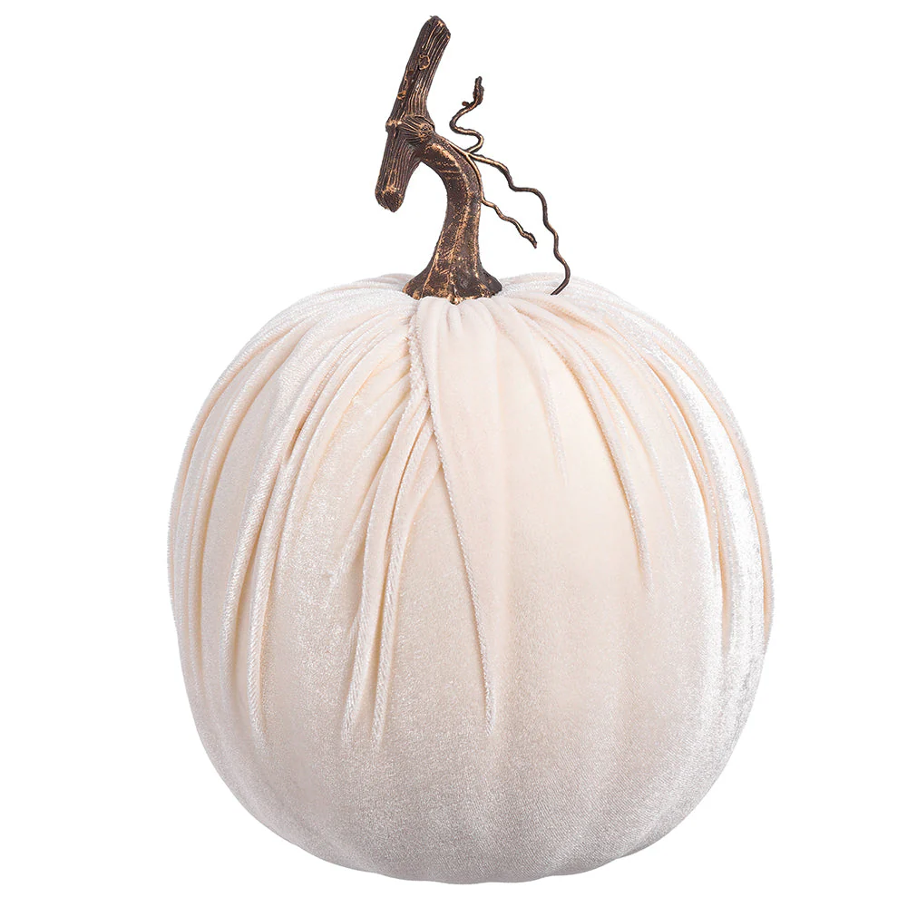 12"Hx8.5"W Velvet Artificial Pumpkin -White (Pack of 4)