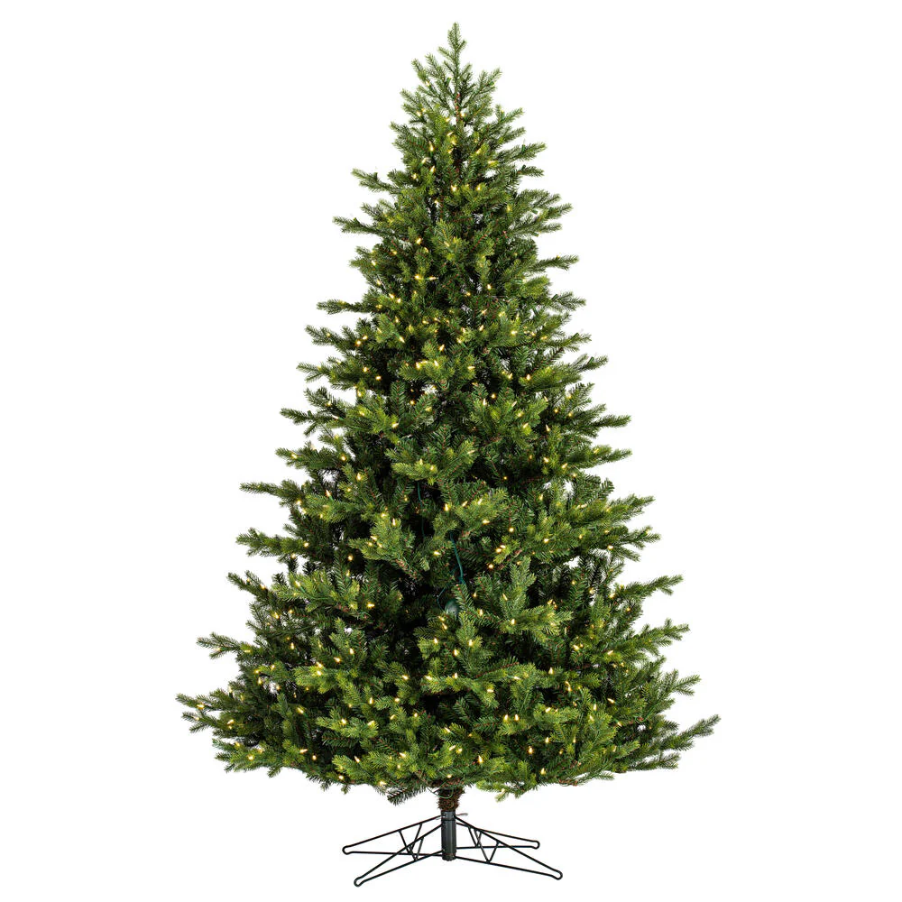 12'Hx81"W PE Welch Fraser Artificial Christmas Tree, LED Pre-Lit -Green