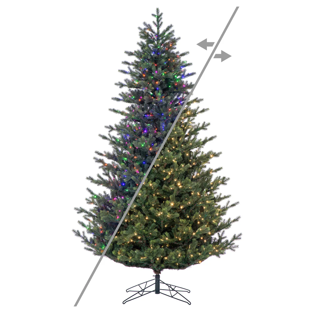 12'Hx81"W PE Welch Fraser Artificial Christmas Tree, Micro LED Pre-Lit (Multi-Mode) -Green
