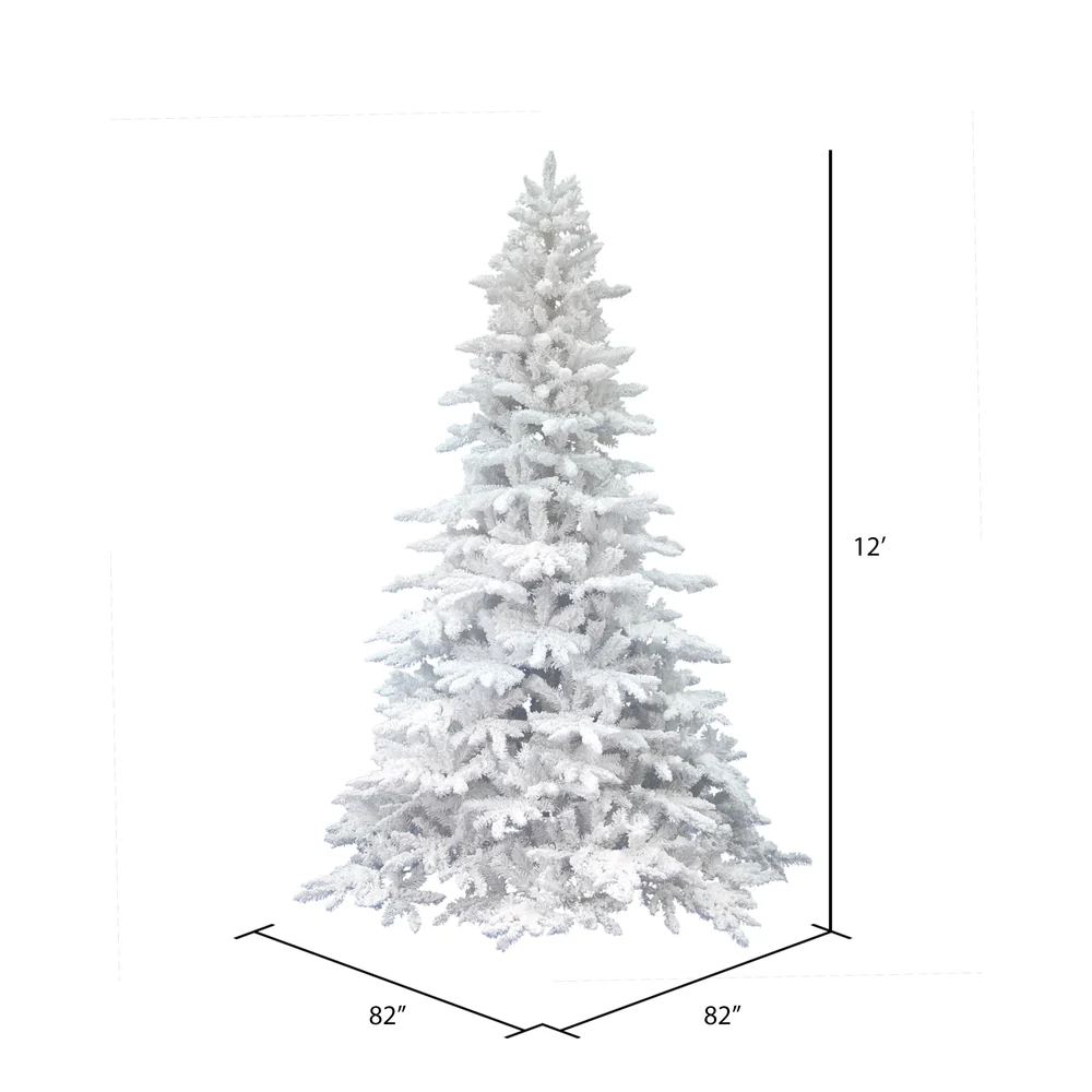 12'Hx82"W Flocked White Spruce Artificial Christmas Tree, Unlit -White - Image 3