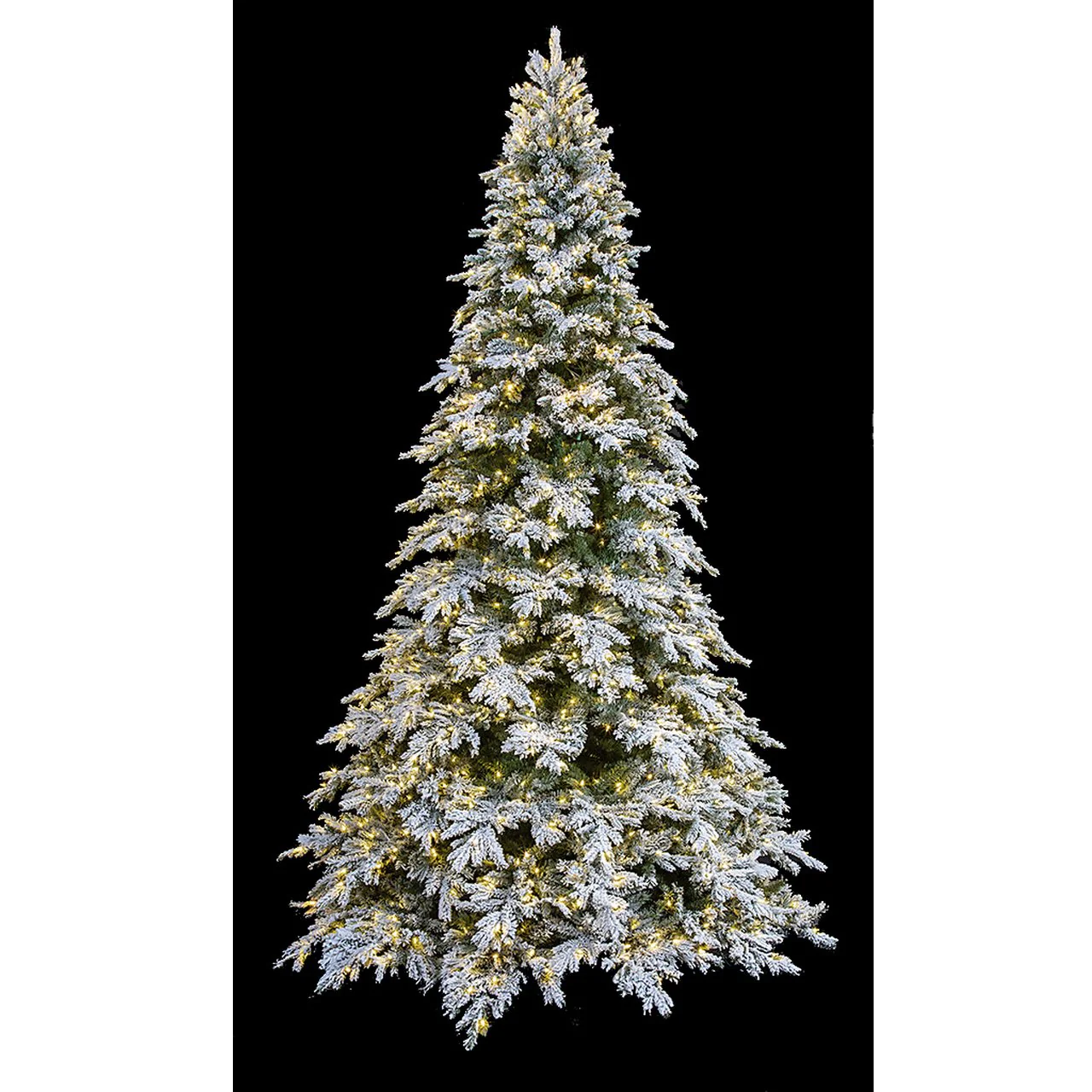 12'Hx84"W PE Frosted Black Mountain Spruce Artificial Christmas Tree, LED Pre-Lit -White/Green