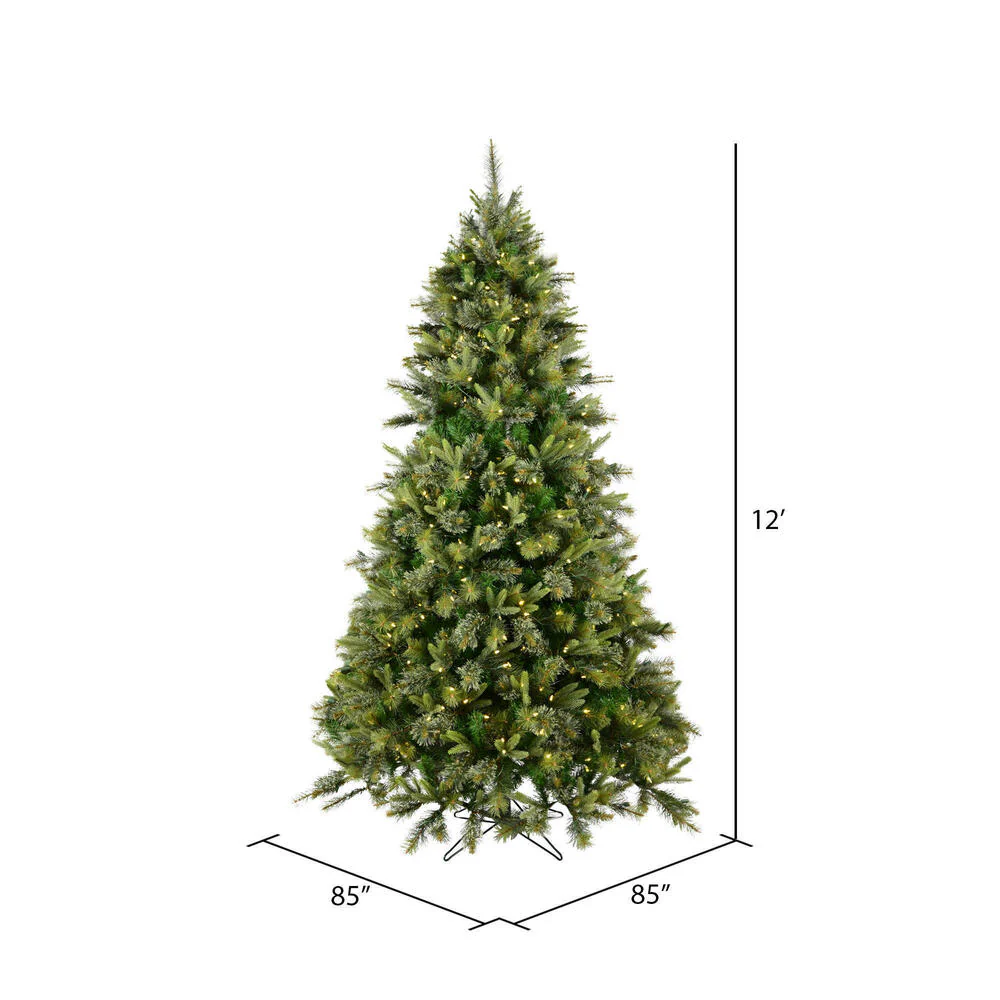 12'Hx85"W PE Cashmere Pine Artificial Christmas Tree, LED Pre-Lit -Green - Image 3