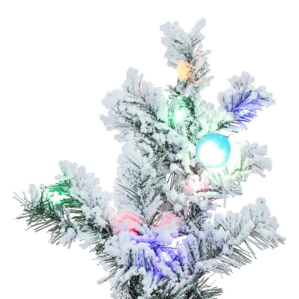 12'Hx92"W Flocked Alaskan Pine Artificial Christmas Tree, G50 & LED Pre-Lit (Multicolor) -White - Image 2