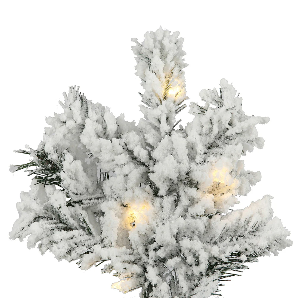 12'Hx92"W Flocked Alaskan Pine Artificial Christmas Tree, LED Pre-Lit -White - Image 2