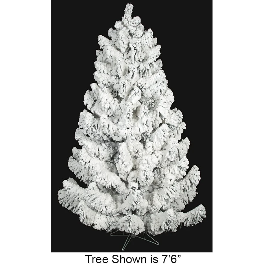 12'Hx94"W Heavy Flocked Blizzard Artificial Christmas Tree, Unlit -White/Green
