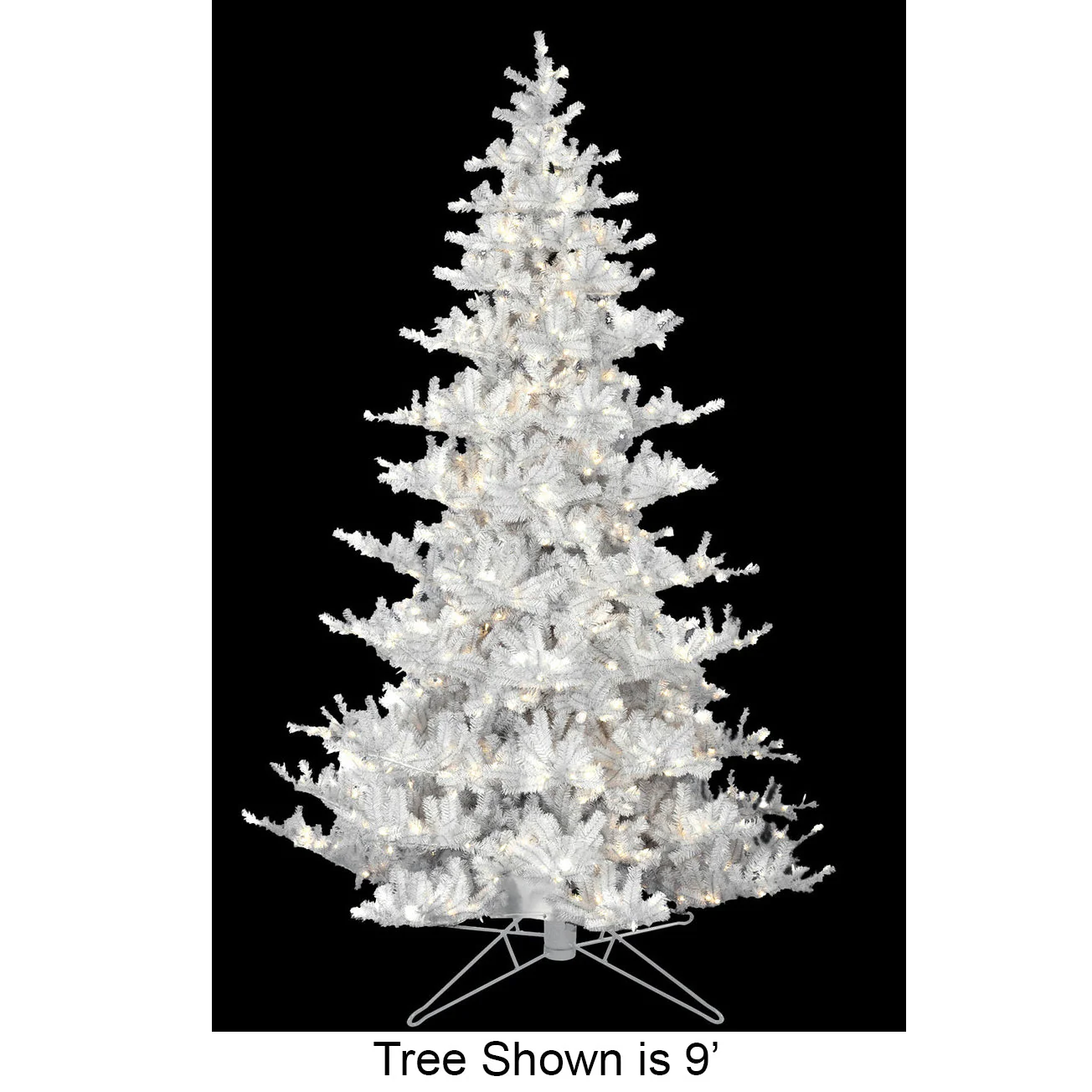 12'Hx94"W Pine Artificial Christmas Tree, Micro LED Pre-Lit (Warm White, Multi-Mode) -White