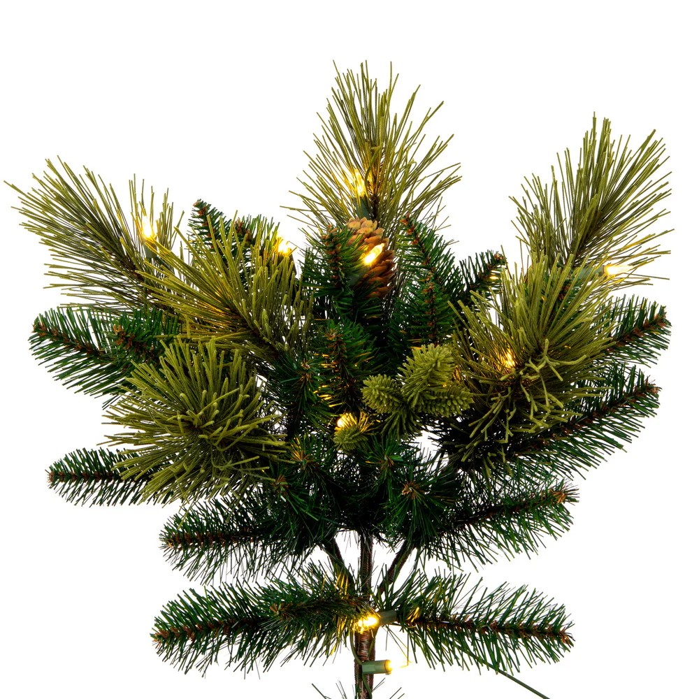 12'Hx96"W PE Emerald Mixed Fir & Pinecone Artificial Christmas Tree, LED Pre-Lit -Green/Brown - Image 2