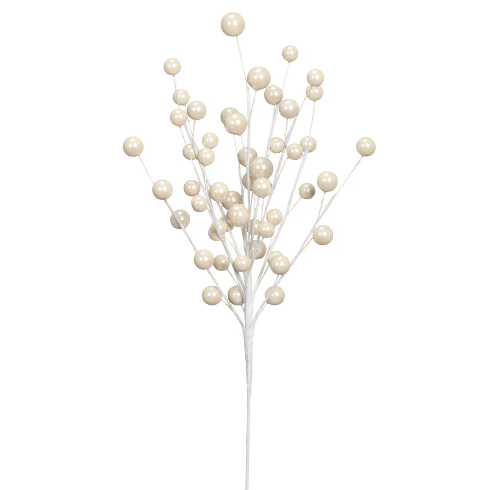 13.5" Artificial Berry Stem Pick -White/Pearl (Pack of 12)
