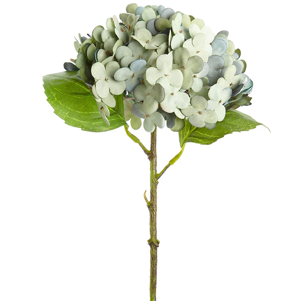 13.5" Hydrangea Silk Flower Stem -Green/Blue (Pack of 24)
