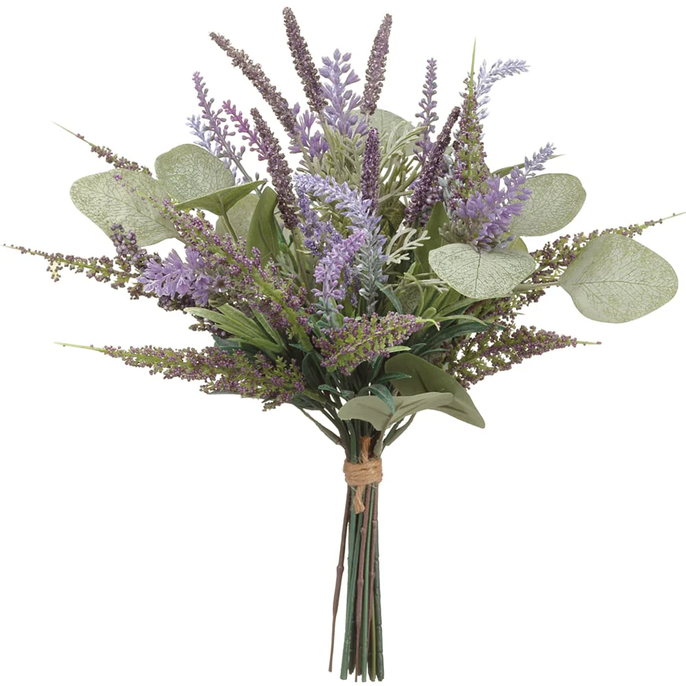 13.5" Lavender & Eucalyptus Silk Flower Bouquet -Lavender/Green (Pack of 12)