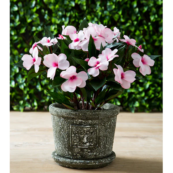 13.5" Silk New Guinea Impatiens Flower Bush -Light Pink (Pack of 6) - Image 2