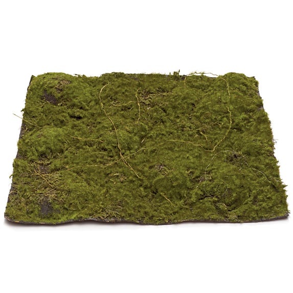 13.5"x13.5" Plastic Moss Artificial Mat -Green/Brown (Pack of 4)