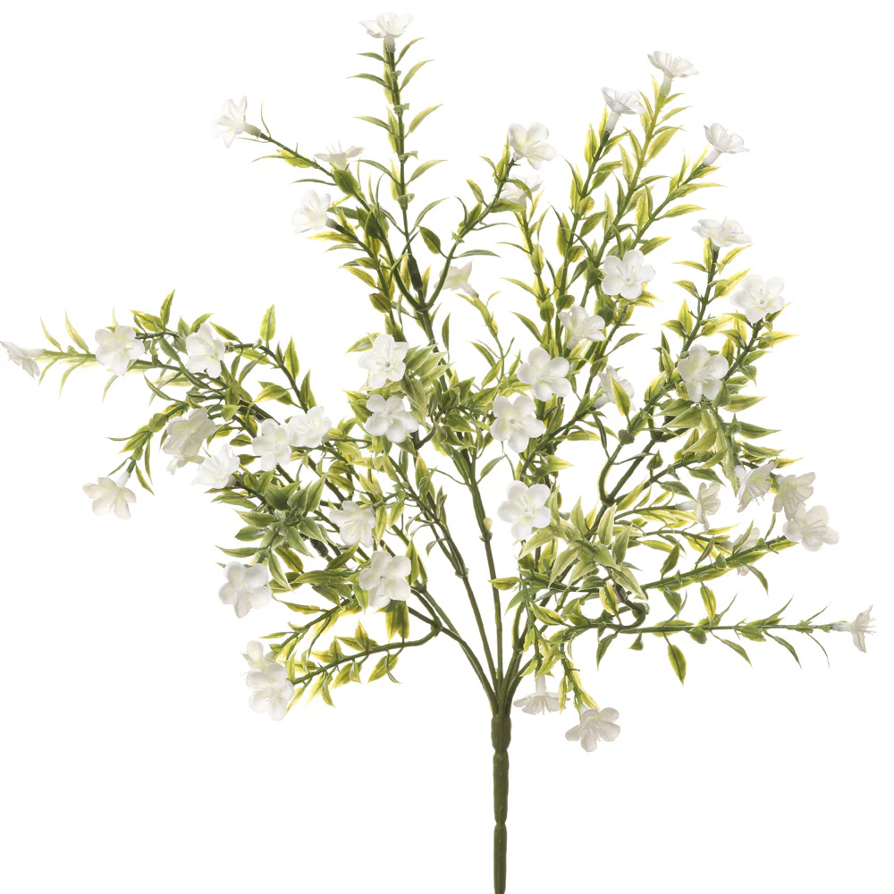 13.75" Artificial Waxflower Bush -White (Pack of 12)