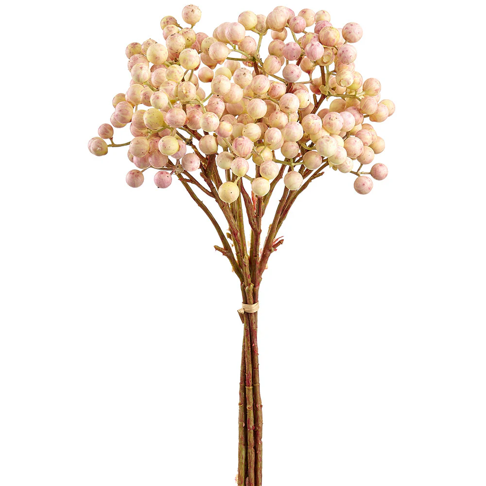 13" Artificial Crabapple Fruit Stem Bundle -Cream/Pink (Pack of 24)