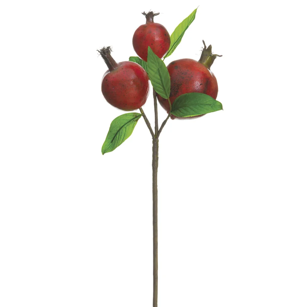 13" Artificial Pomegranate Stem -Red/Burgundy (Pack of 12)