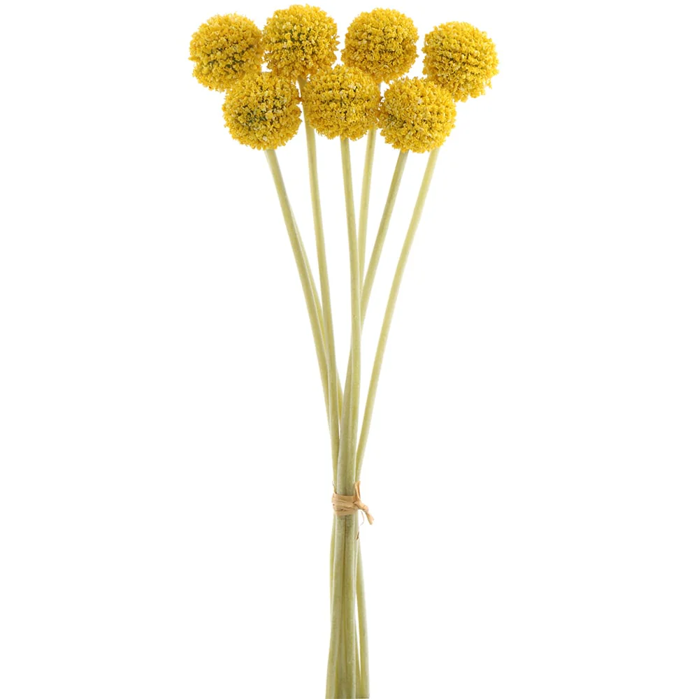 13" Billy Button Silk Flower Stem Bundle -Yellow (Pack of 12)