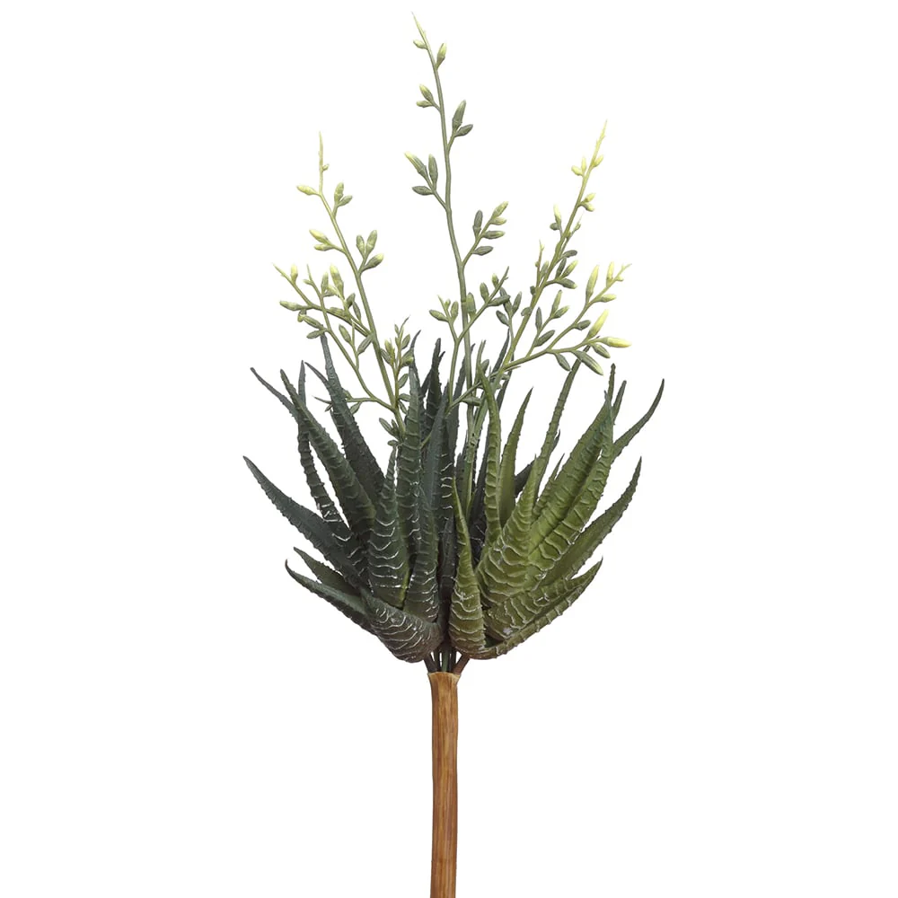 13" Blooming Agave Succulent Artificial Stem Pick -Green/Yellow (Pack of 12)