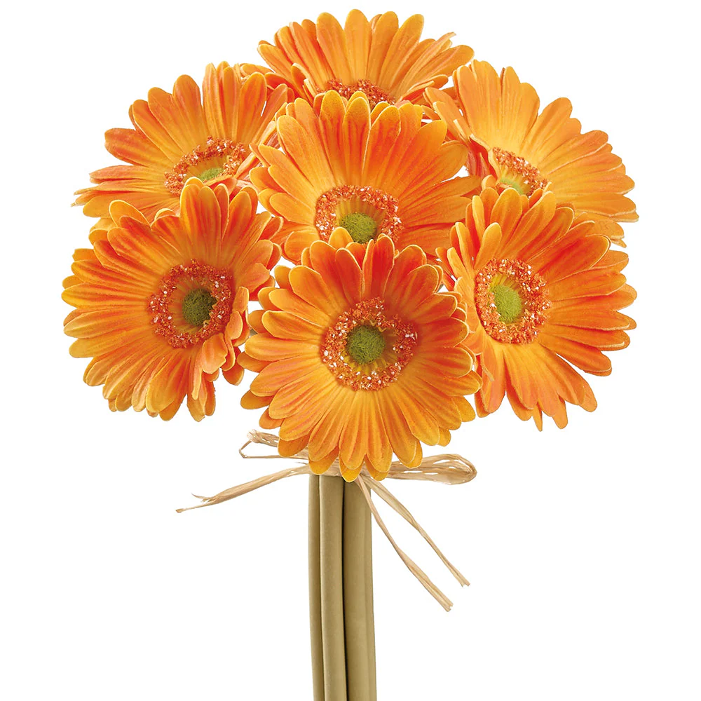 13" Gerbera Daisy Silk Flower Bouquet -Orange (Pack of 12)