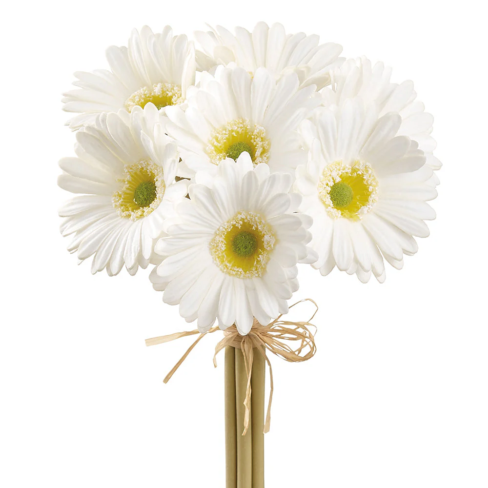 13" Gerbera Daisy Silk Flower Bouquet -White (Pack of 12)