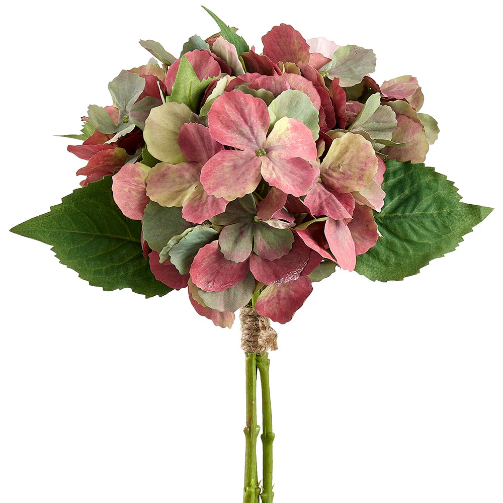 13" Hydrangea Silk Flower Stem Bundle -Mauve/Green (Pack of 12)