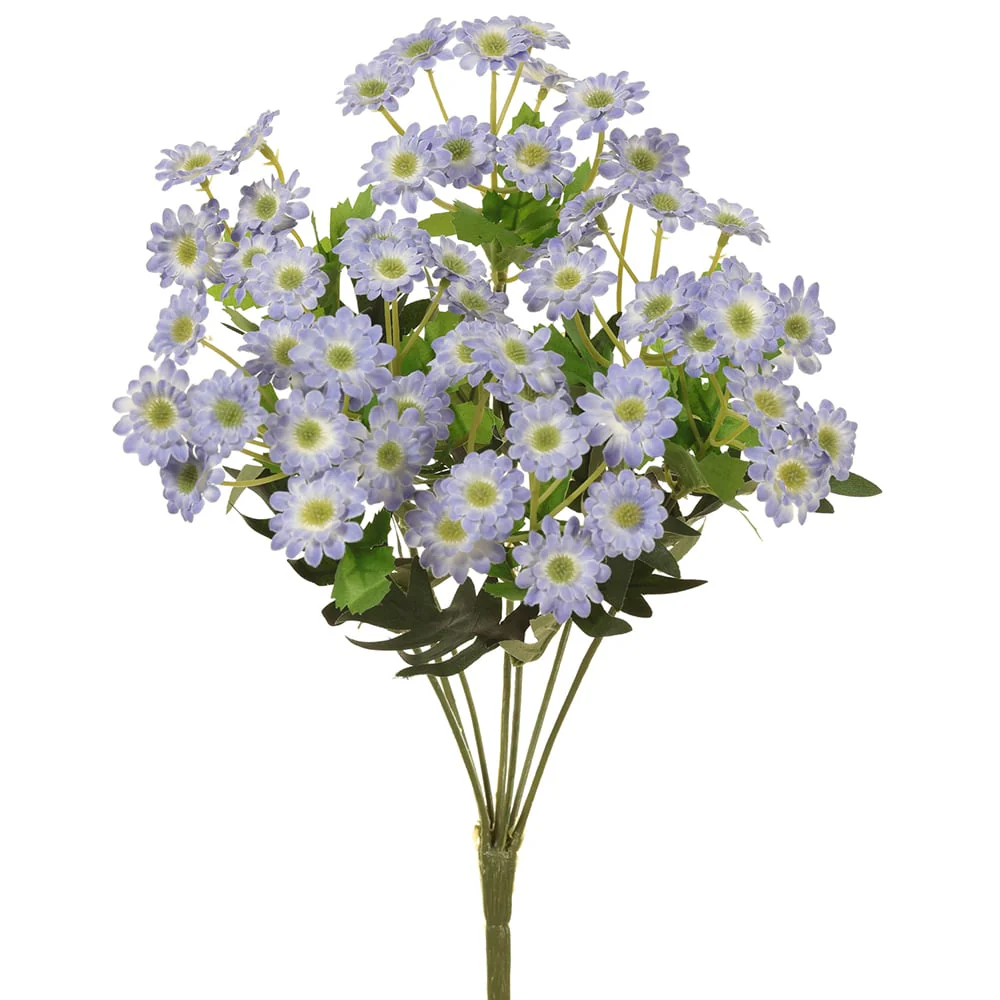 13" Mini Artificial Daisy Flower Bush -Blue (Pack of 12)
