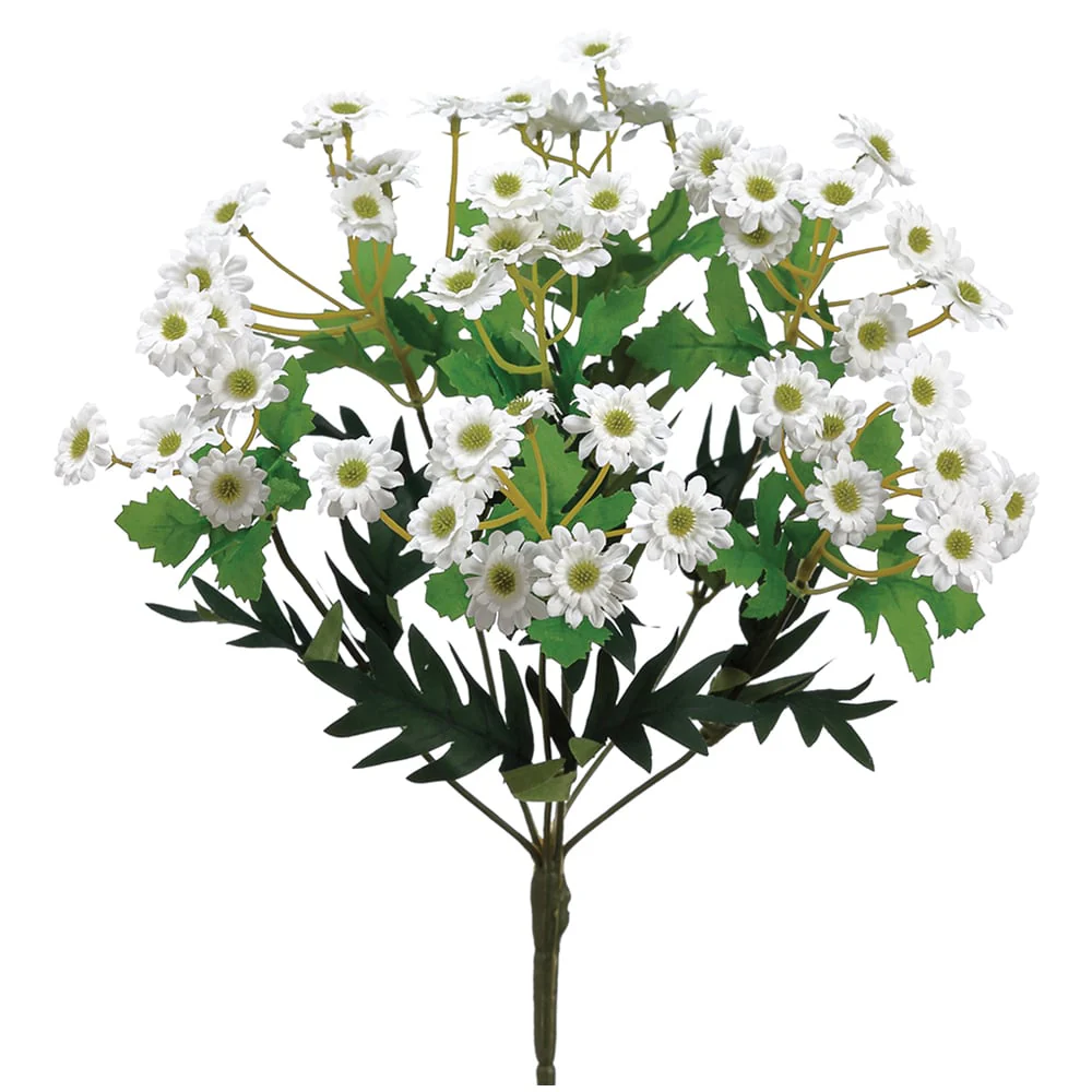 13" Mini Artificial Daisy Flower Bush -White (Pack of 12)