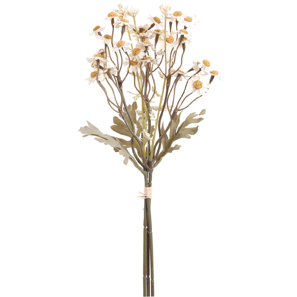 13" Mini Daisy Silk Flower Stem Bundle -Cream (Pack of 6)