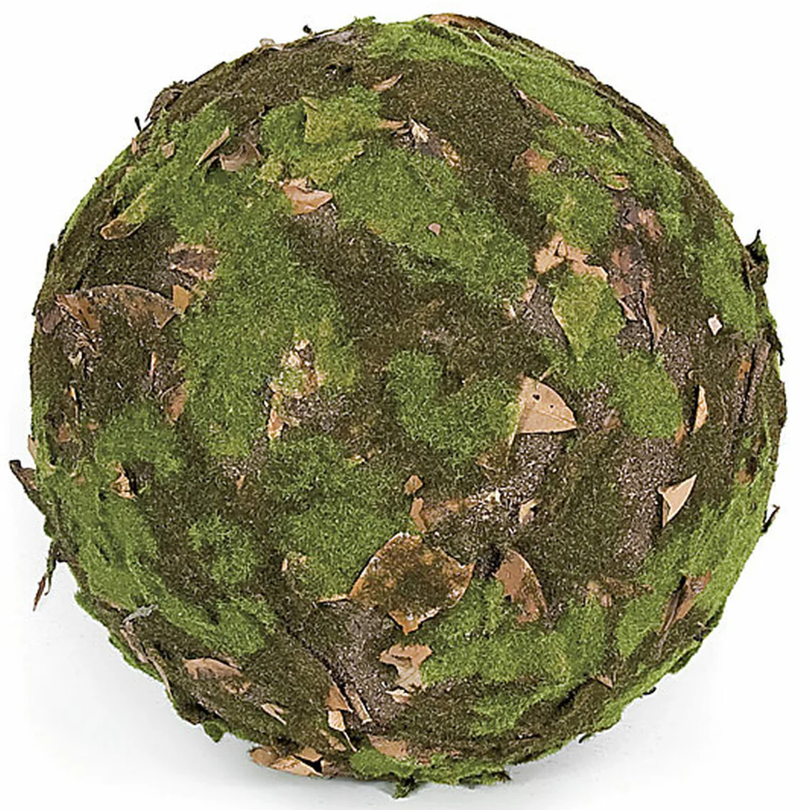 13" Moss & Leaf Ball-Shaped Artificial Foam Topiary -Green/Brown (Pack of 2)