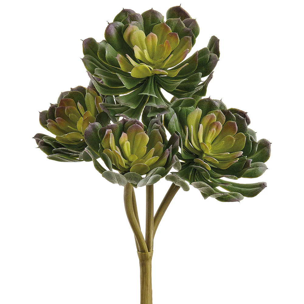 13" Outdoor UV-Resistant Artificial Echeveria Stem Pick -Green (Pack of 12)