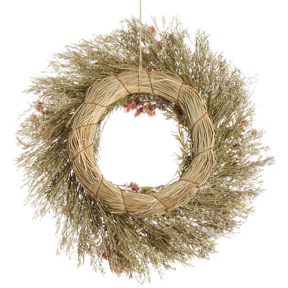 13" Preserved Caspia & Daisy Flower Wreath -Mixed Colors - Image 3