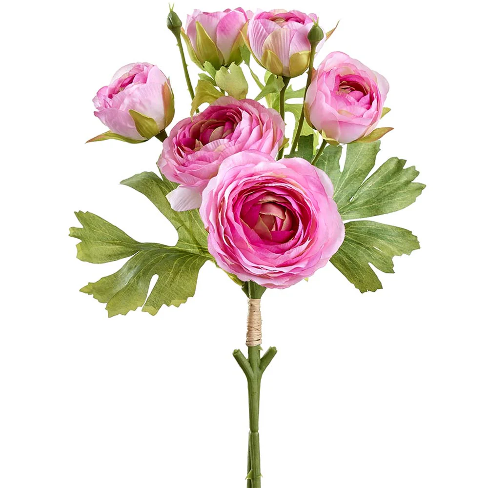 13" Ranunculus Silk Flower Stem Bundle -Cerise (Pack of 12)