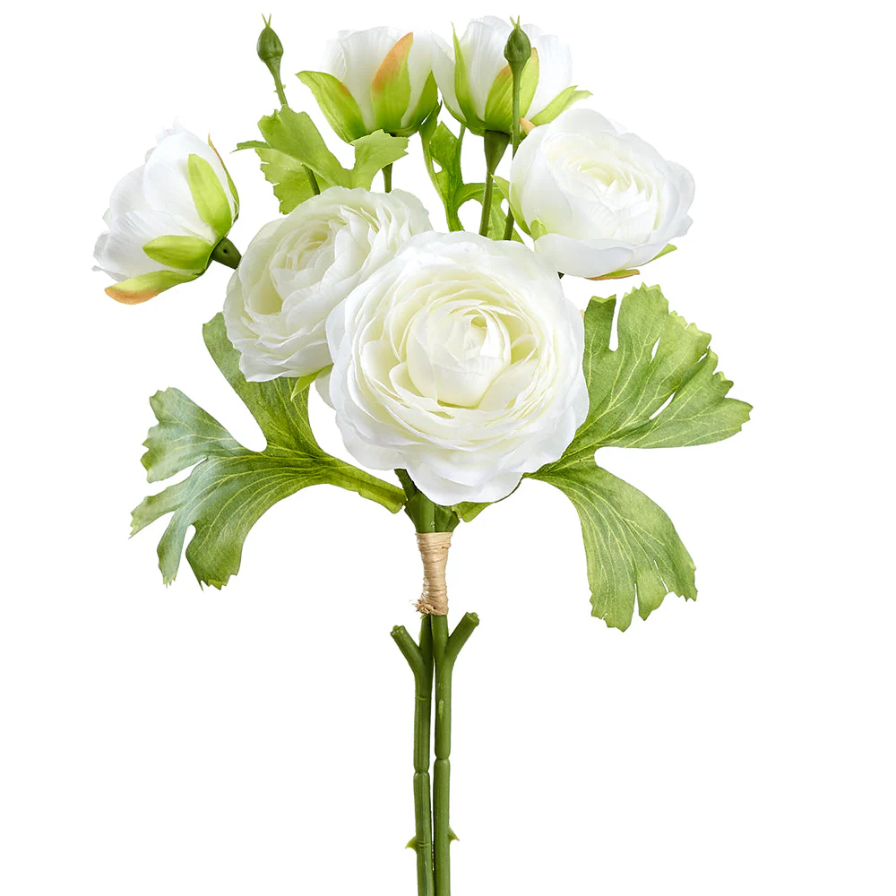 13" Ranunculus Silk Flower Stem Bundle -Cream (Pack of 12)