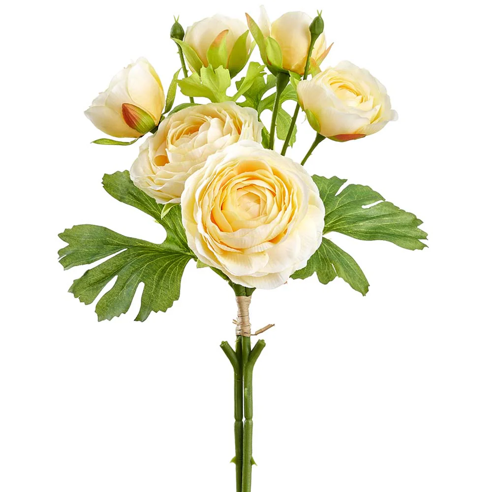 13" Ranunculus Silk Flower Stem Bundle -Yellow (Pack of 12)