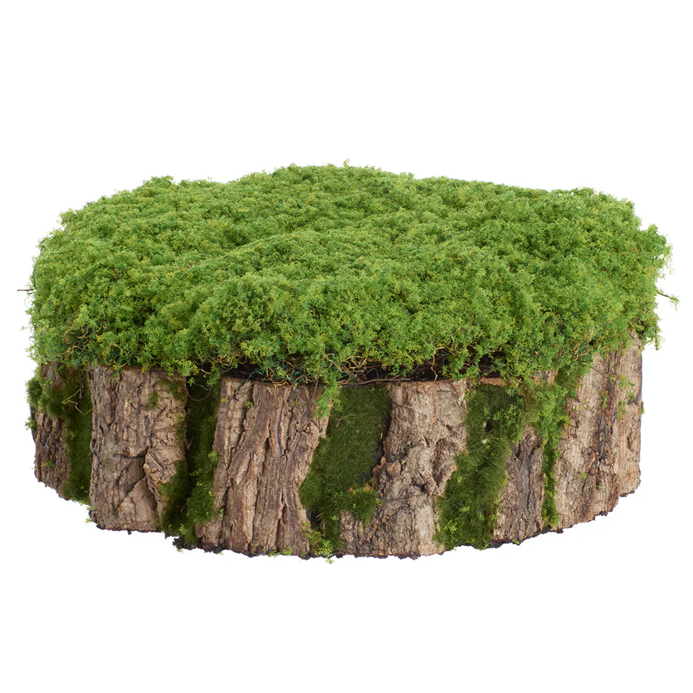 13" Round Moss Stump Artificial Topiary -Green (Pack of 3)