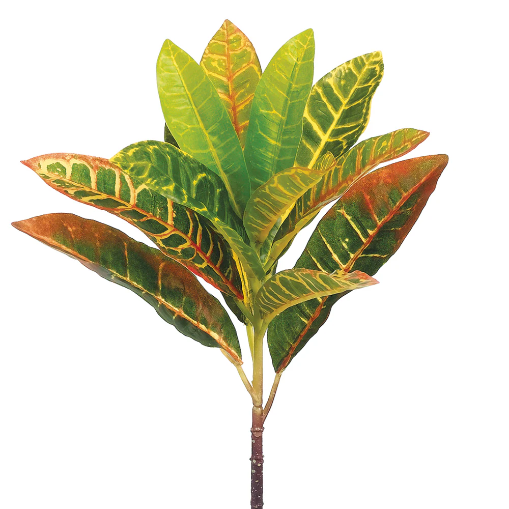 13" Silk Croton Stem -Yellow/Green (Pack of 12)