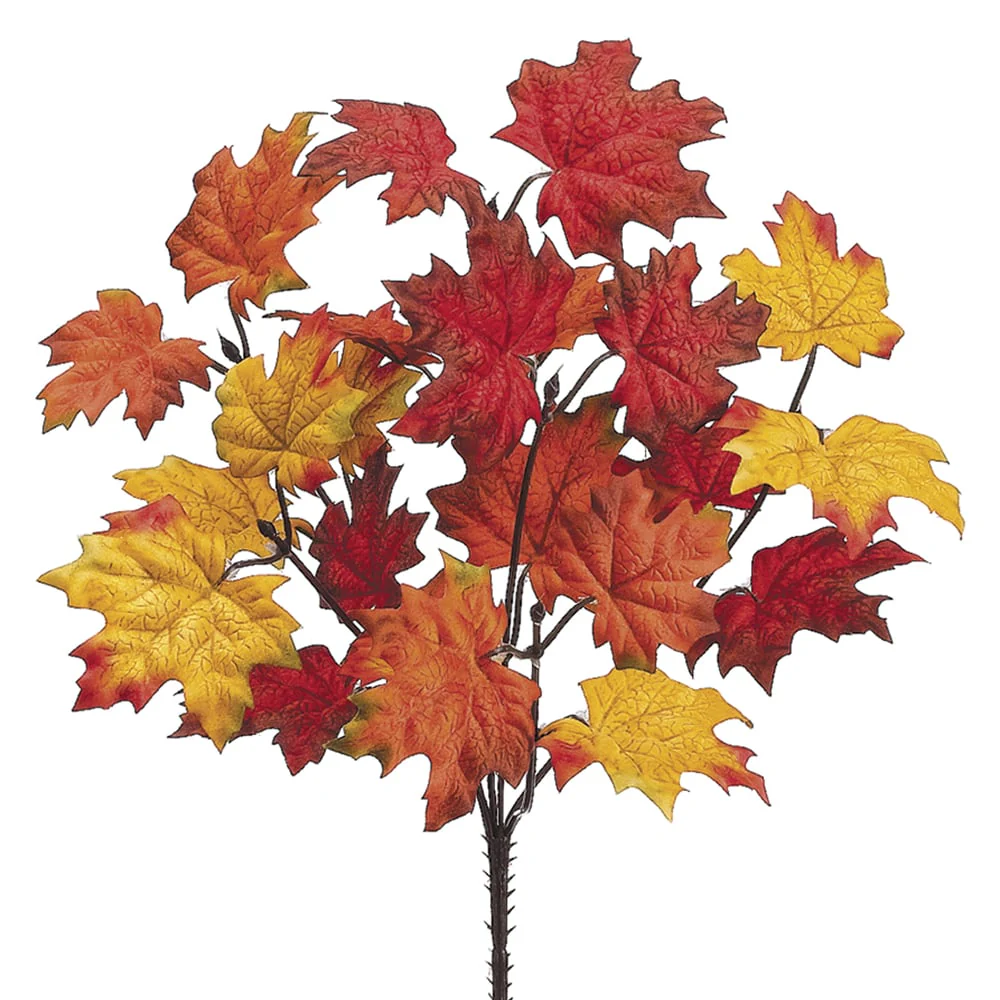 13" Silk Maple Leaf Plant -Flame/Orange (Pack of 24)