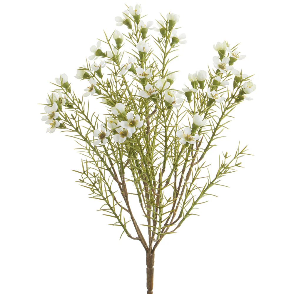 13" Waxflower Silk Flower Bush -White (Pack of 12)