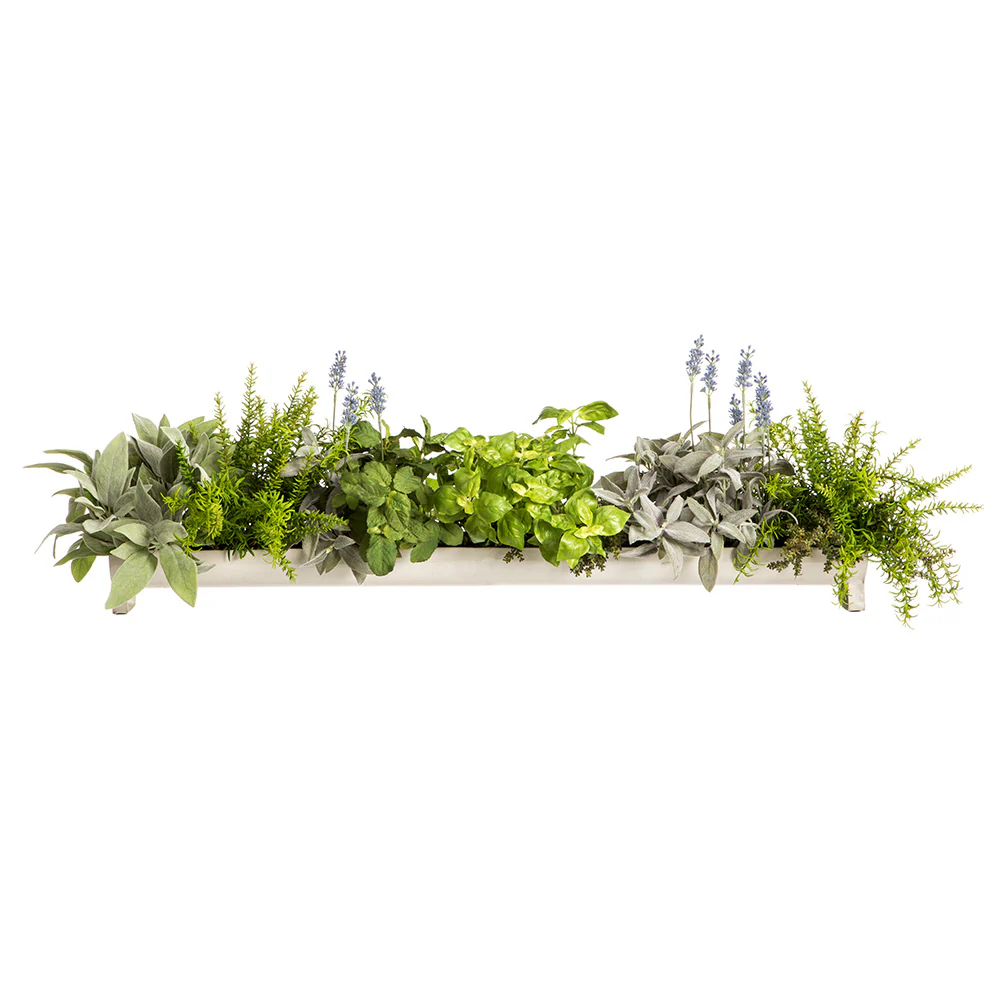13"Hx46"W Mixed Silk Sage, Mint & Lavender Herbs w/Container -Green/Lavender