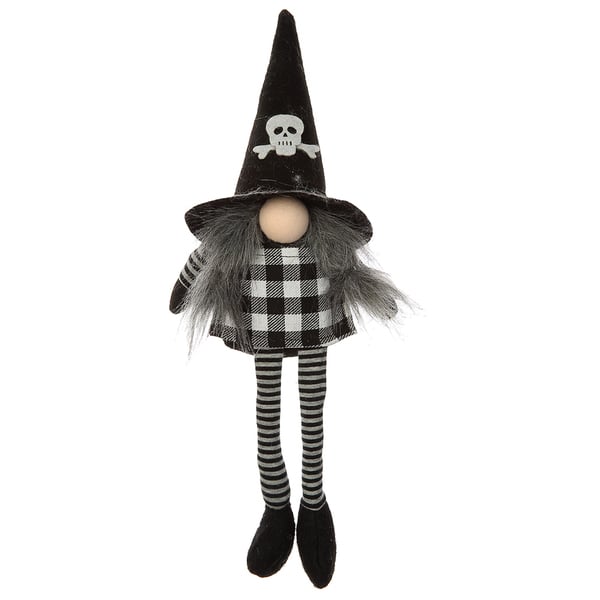 14.5" Battery Operated Halloween Sitting Gnome With Light -Black/White (Pack of 12) - Image 3