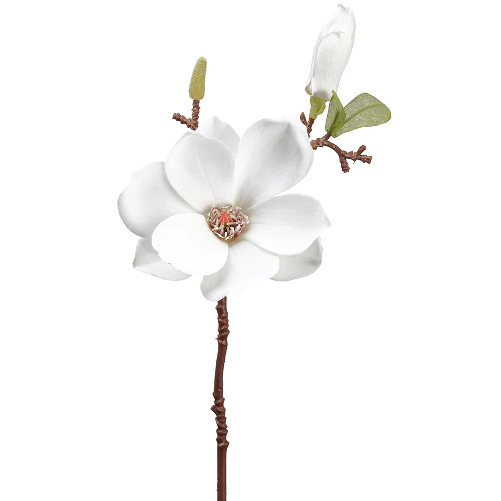 14.5" Magnolia Silk Flower Stem -White (Pack of 12)