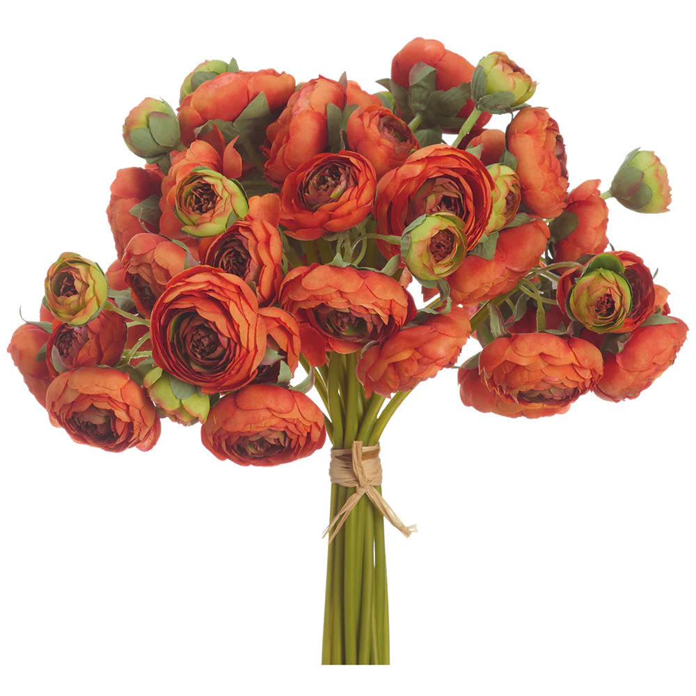 14.5" Ranunculus Silk Flower Bouquet -Orange (Pack of 6)