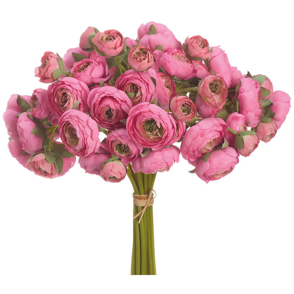 14.5" Ranunculus Silk Flower Bouquet -Pink (Pack of 6)