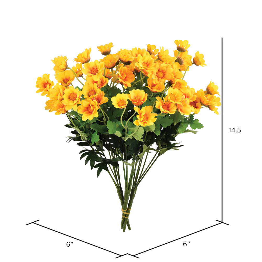 14.5" Silk Daisy Flower Bush -Yellow (Pack of 12) - Image 2