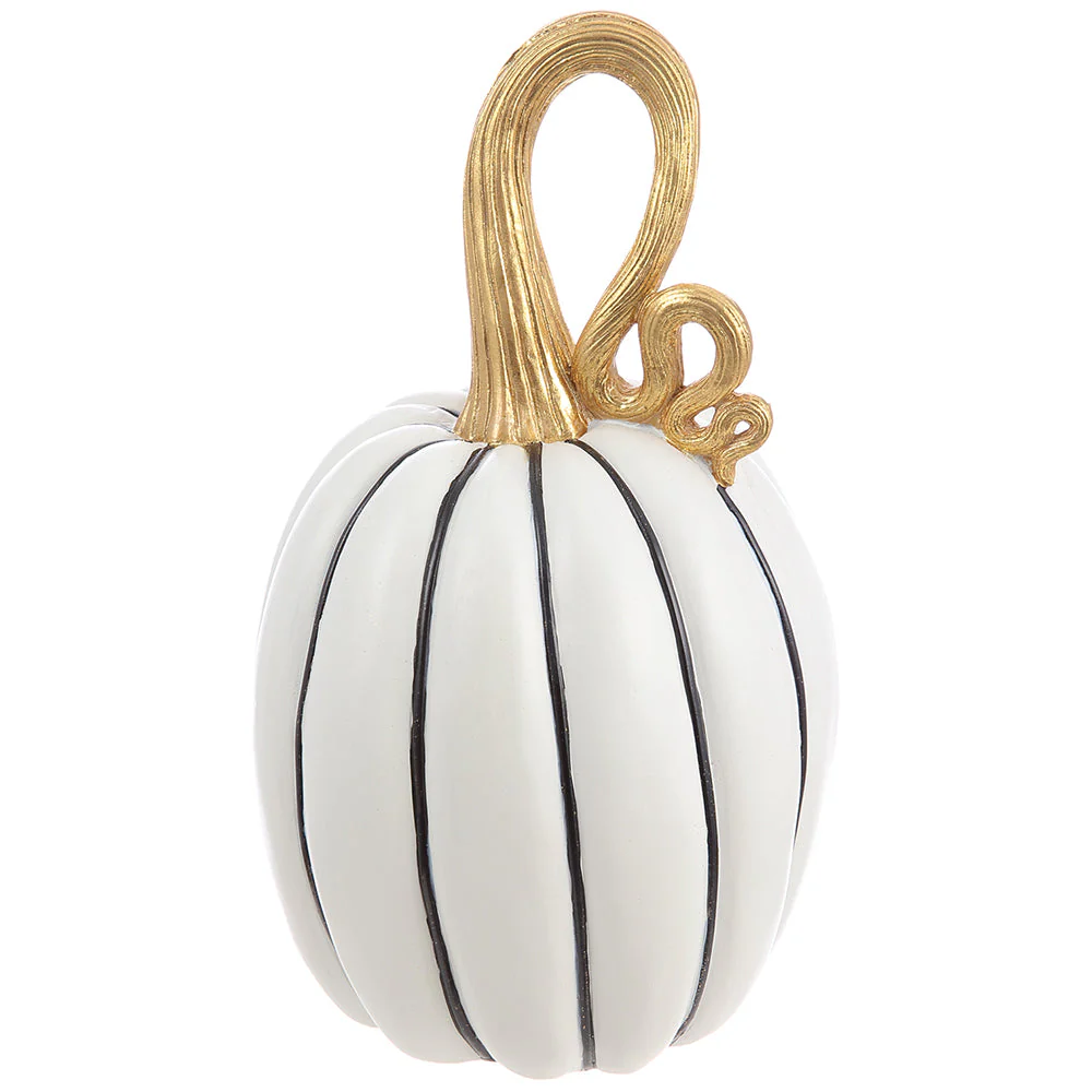 14" Artificial Halloween Pumpkin -White/Black (Pack of 2)